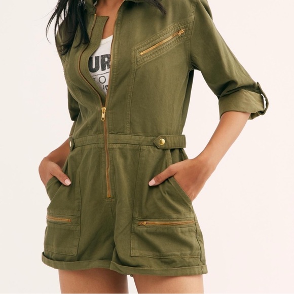 Free People Pants - Free People Military Green Utility Romper